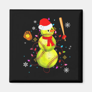 Softball Christmas Funny Softball Snowman Xmas  Magnet