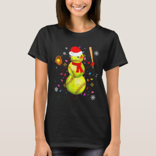 Softball Christmas Funny Softball Snowman Xmas  T-Shirt