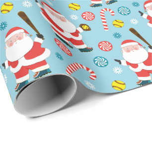 Softball Christmas Gift Wrapping Paper