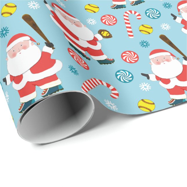 Softball Christmas Gift Wrapping Paper (Roll Corner)