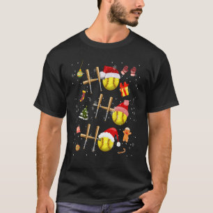 Softball Christmas Ho Ho Ho Santa Balls Girls Boy T-Shirt