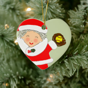 Softball Christmas Keepsake Ceramic Tree Decoration