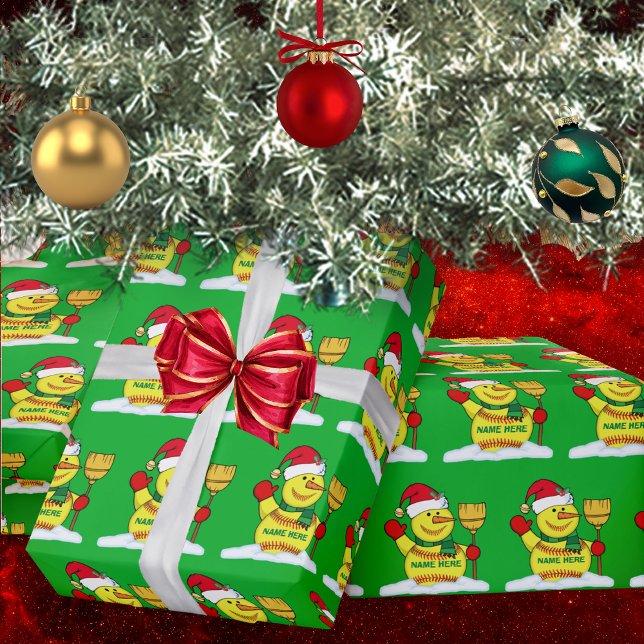 Softball Christmas Wrapping Paper, PERSONALIZED Wrapping Paper (Softball Christmas Decorations. Softball Gift Wrapping Paper. Softball Christmas Ideas. )
