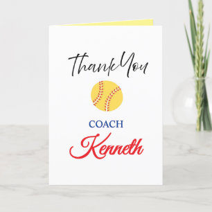 Softball Coach Appreciation Card, Thank You Card