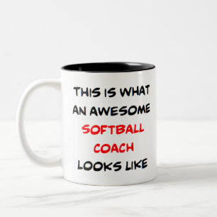 softball coach, awesome Two-Tone coffee mug