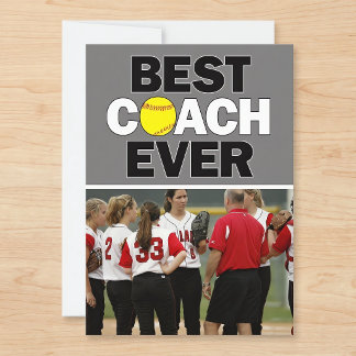 Softball Coach Best Ever Custom Photo Thank You Card