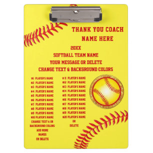 Softball Coach Clipboard, All Players, Coach, Team Clipboard