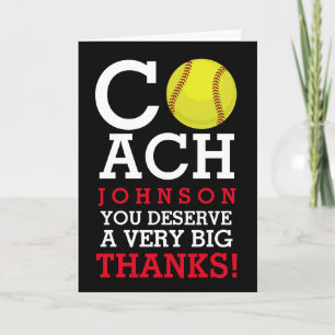 Softball Coach Custom Name Thank You Card