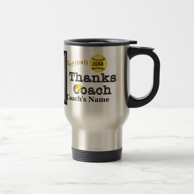Softball Coach Gift Ideas Personalised Team PHOTO Travel Mug (Right)