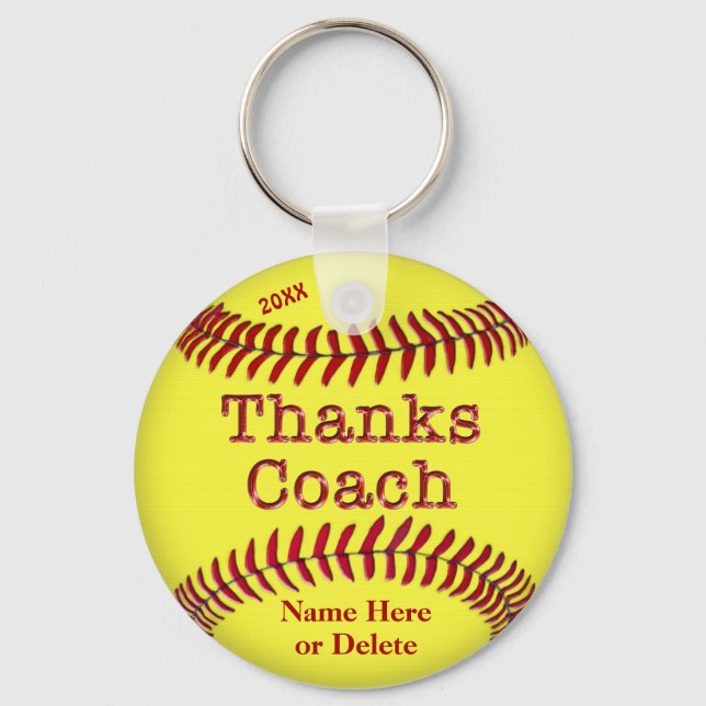 Softball Coach Gifts Ideas with NAME and YEAR Key Ring (Front)