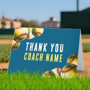 Softball Coach Name  Thank You Card