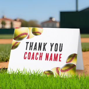 Softball Coach Name  Thank You Card