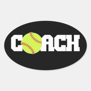 Softball Coach Oval Sticker