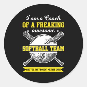 Softball Coach Pitcher Catcher Ball Bat Gift Classic Round Sticker