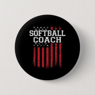 Softball Coach Proud American Flag Usa Patriot Pat 6 Cm Round Badge