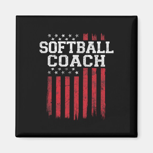 Softball Coach Proud American Flag Usa Patriot Pat Magnet (Front)