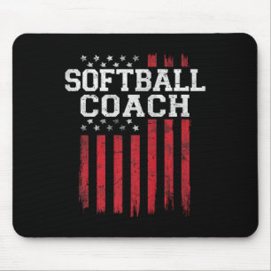 Softball Coach Proud American Flag Usa Patriot Pat Mouse Mat