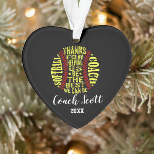 Softball Coach team gift Christmas ornament
