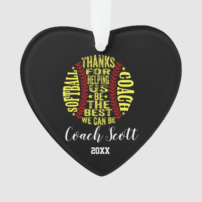 Softball Coach  team gift Christmas ornament (Front)