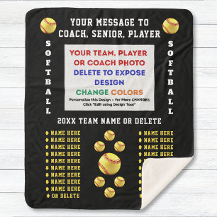 Softball Coaches Gift Ideas, Senior Night, Players Sherpa Blanket