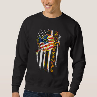 Softball Cross Jesu God Flag Apparel Sweatshirt
