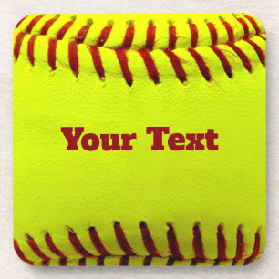 Softball Cutomize Personalize Teal Ball Caoch Coaster
