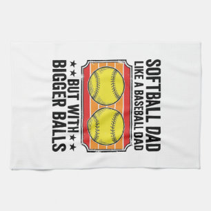 Softball Dad Bigger Balls Vintage Engraving Shirt_ Tea Towel