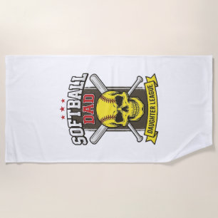Softball Dad Daughter League Vintage Vector Design Beach Towel