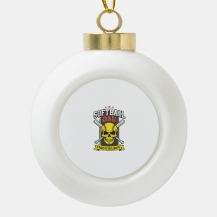 Softball Dad Daughter League Vintage Vector Design Ceramic Ball Christmas Ornament