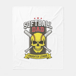 Softball Dad Daughter League Vintage Vector Design Fleece Blanket