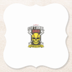 Softball Dad Daughter League Vintage Vector Design Paper Coaster
