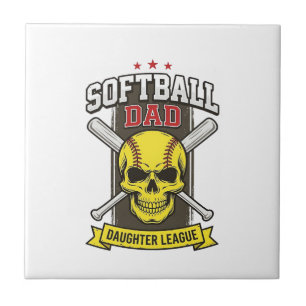 Softball Dad Daughter League Vintage Vector Design Tile