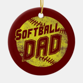 Softball Dad Fastpitch Father's Day Funny  Ceramic Tree Decoration