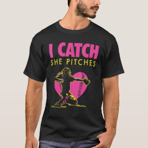 Softball Dad & Mum Shirt - I Catch, She Pitches 1