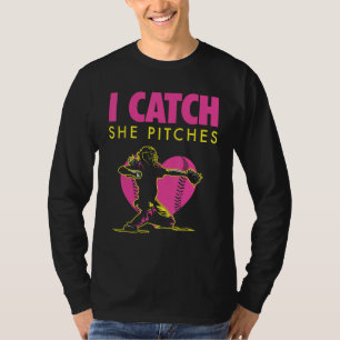 Softball Dad & Mum Shirt - I Catch, She Pitches 1