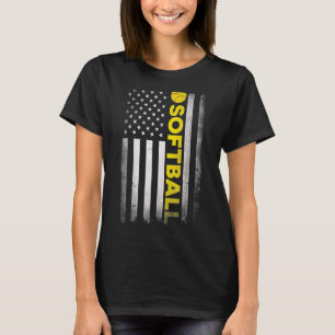 Softball Dad Mum Usa Us American Flag Apparel T-Shirt
