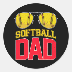 Softball Dad Proud Daddy of Softball Player Classic Round Sticker