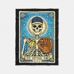Softball Dad Tarot Card Skeleton Fathers Day Daddy Fleece Blanket