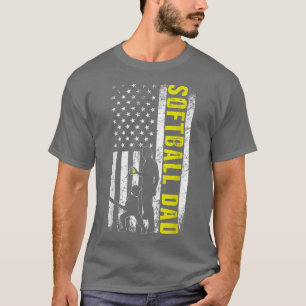 Softball DAD USA Flag Softball Player's Dad Father T-Shirt