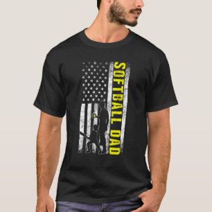 Softball DAD USA Flag Softball Player's Dad Father T-Shirt