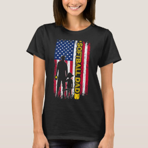Softball Dad Usa Flag Softball Player's Dad Father T-Shirt