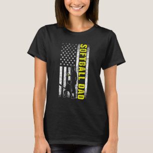 Softball DAD USA Flag Softball Player's Dad Father T-Shirt