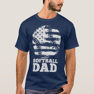 Softball Dad USA Flag Vintage T-Shirt
