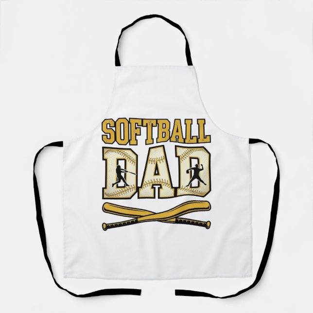 Softball Dad Vintage Engraving Bat Graphic_1 Apron (Front)
