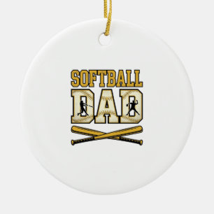 Softball Dad Vintage Engraving Bat Graphic_1 Ceramic Tree Decoration