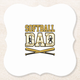 Softball Dad Vintage Engraving Bat Graphic_1 Paper Coaster