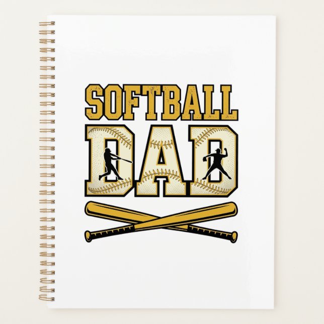 Softball Dad Vintage Engraving Bat Graphic_1 Planner (Front)