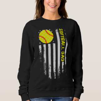 Softball Dad Vintage Flag Usa American Flag Father Sweatshirt