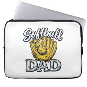 Softball Dad Vintage Glove Shirt Design_1 Laptop Sleeve