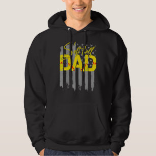 Softball Dad Vintage Usa American Flag Father's Da Hoodie